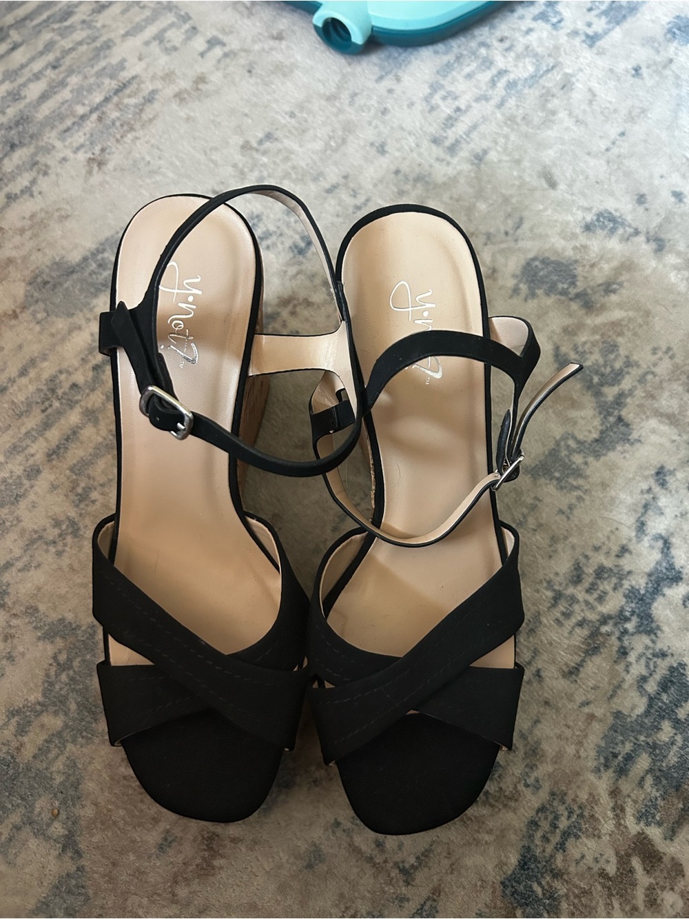 Vince Camuto Black Strappy Wedge Sandals
